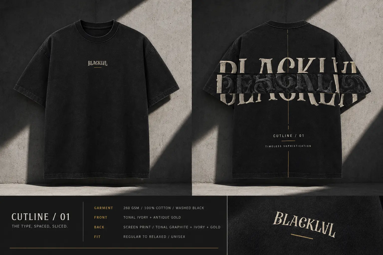 Blacklvl Cutline 01 Premium-Shirt in Schwarz